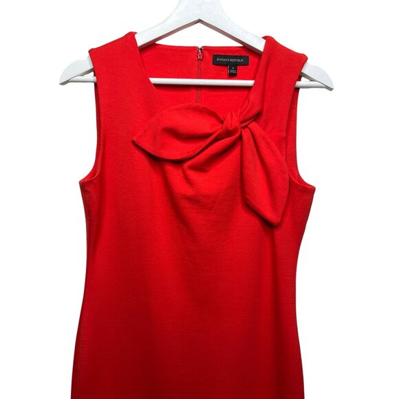 Banana Republic Dress Women Sz 4 Orange Sheath Sleeveless Work Stretch Solid - Picture 2 of 12